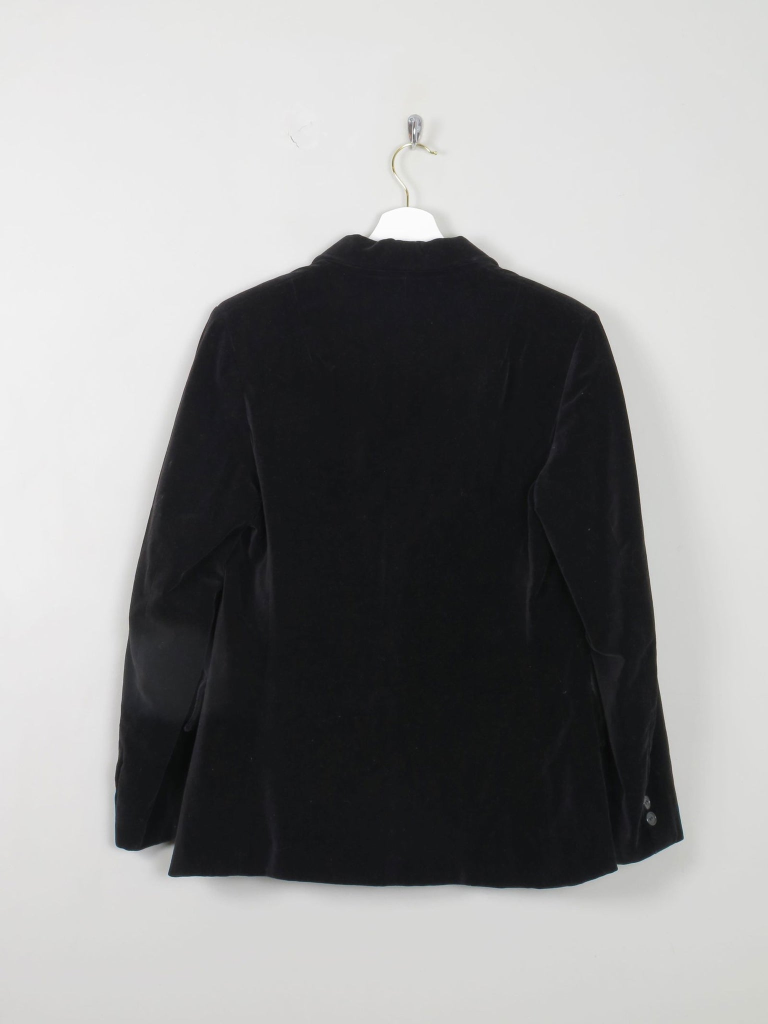 Women's Vintage Velvet Jacket Black Tailored S - The Harlequin