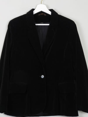 Women's Vintage Velvet Jacket Black Tailored S - The Harlequin