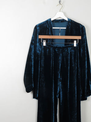 Women's Vintage Velvet Suit Petrol Blue XS/S - The Harlequin