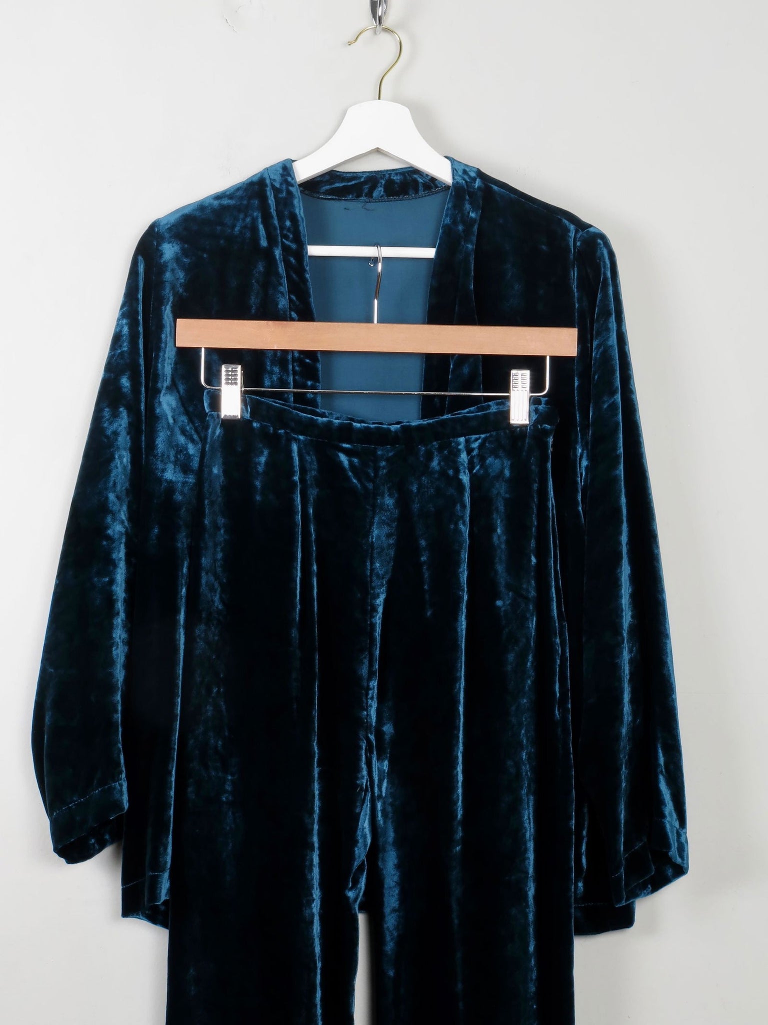 Women's Vintage Velvet Suit Petrol Blue XS/S - The Harlequin