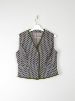 Women's Vintage Wool Floral  Monogram Tailored Waistcoat M/L 42" - The Harlequin