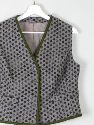 Women's Vintage Wool Floral  Monogram Tailored Waistcoat M/L 42" - The Harlequin