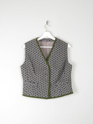 Women's Vintage Wool Floral  Monogram Tailored Waistcoat M/L 42" - The Harlequin