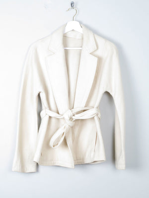 Women's Vintage Wool Mansfield Jacket Cream Belted S - The Harlequin