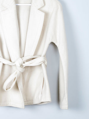 Women's Vintage Wool Mansfield Jacket Cream Belted S - The Harlequin