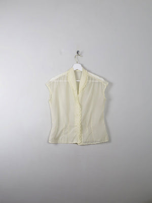 Women's Vintage Yellow Rayon 50s Blouse M - The Harlequin