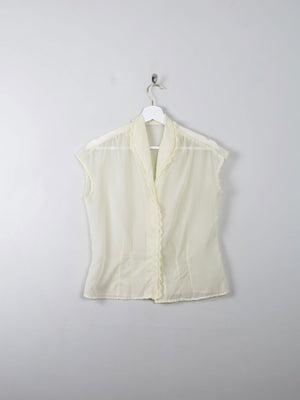 Women's Vintage Yellow Rayon 50s Blouse M - The Harlequin