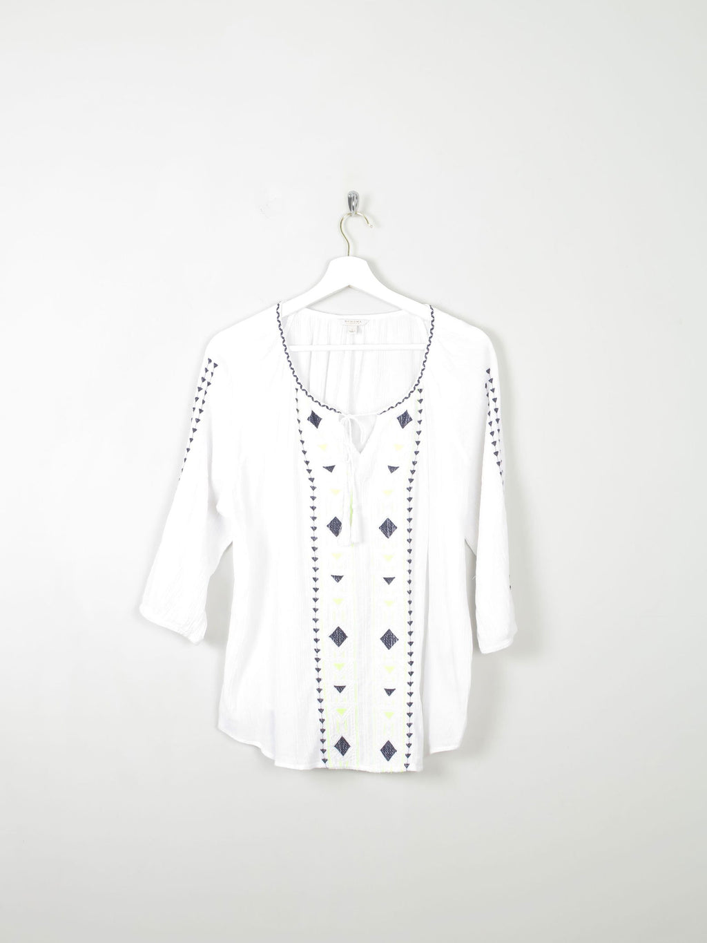 Women’s White Vintage Style Folk Blouse L - The Harlequin