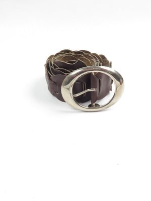 Women's Wine/Brown 1970s Vintage Belt With Buckle S/M - The Harlequin