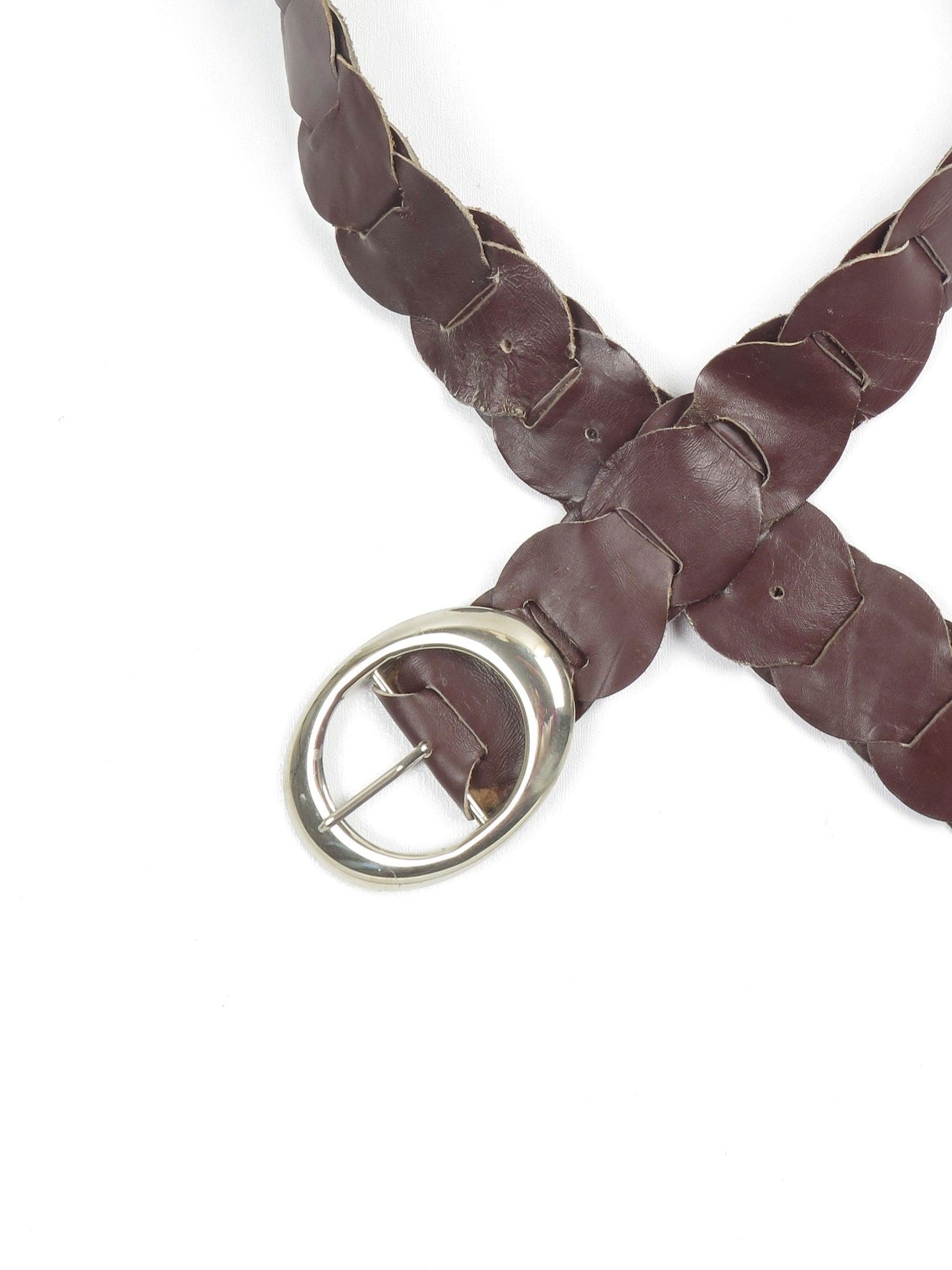 Women's Wine/Brown 1970s Vintage Belt With Buckle S/M - The Harlequin