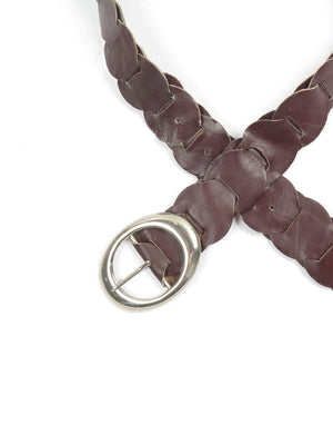 Women's Wine/Brown 1970s Vintage Belt With Buckle S/M - The Harlequin