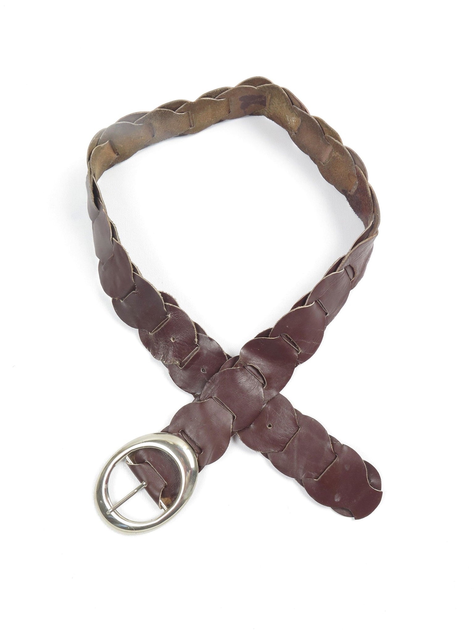 Women's Wine/Brown 1970s Vintage Belt With Buckle S/M - The Harlequin