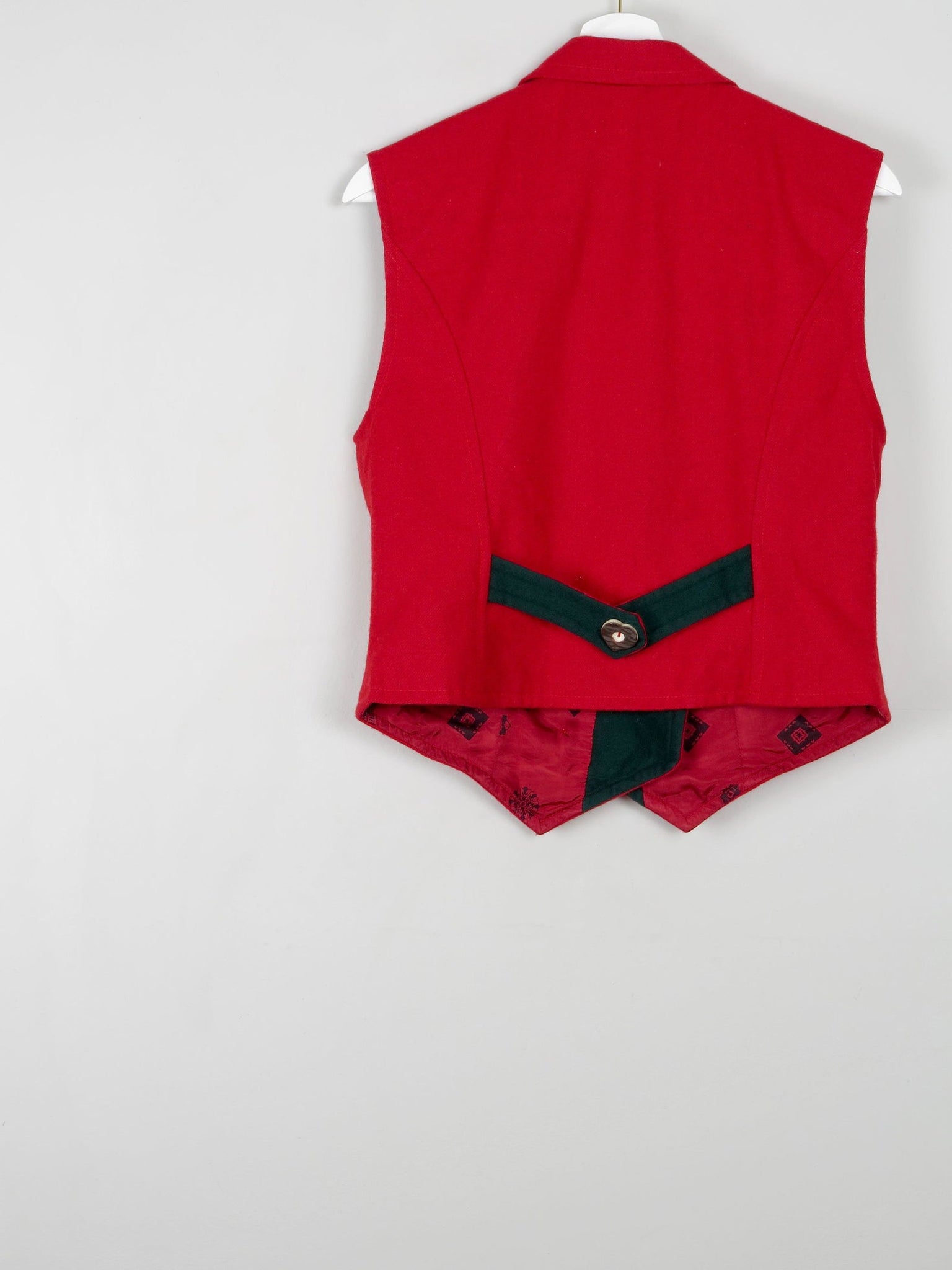 Womens Red Vintage Austrian Waistcoat M - The Harlequin