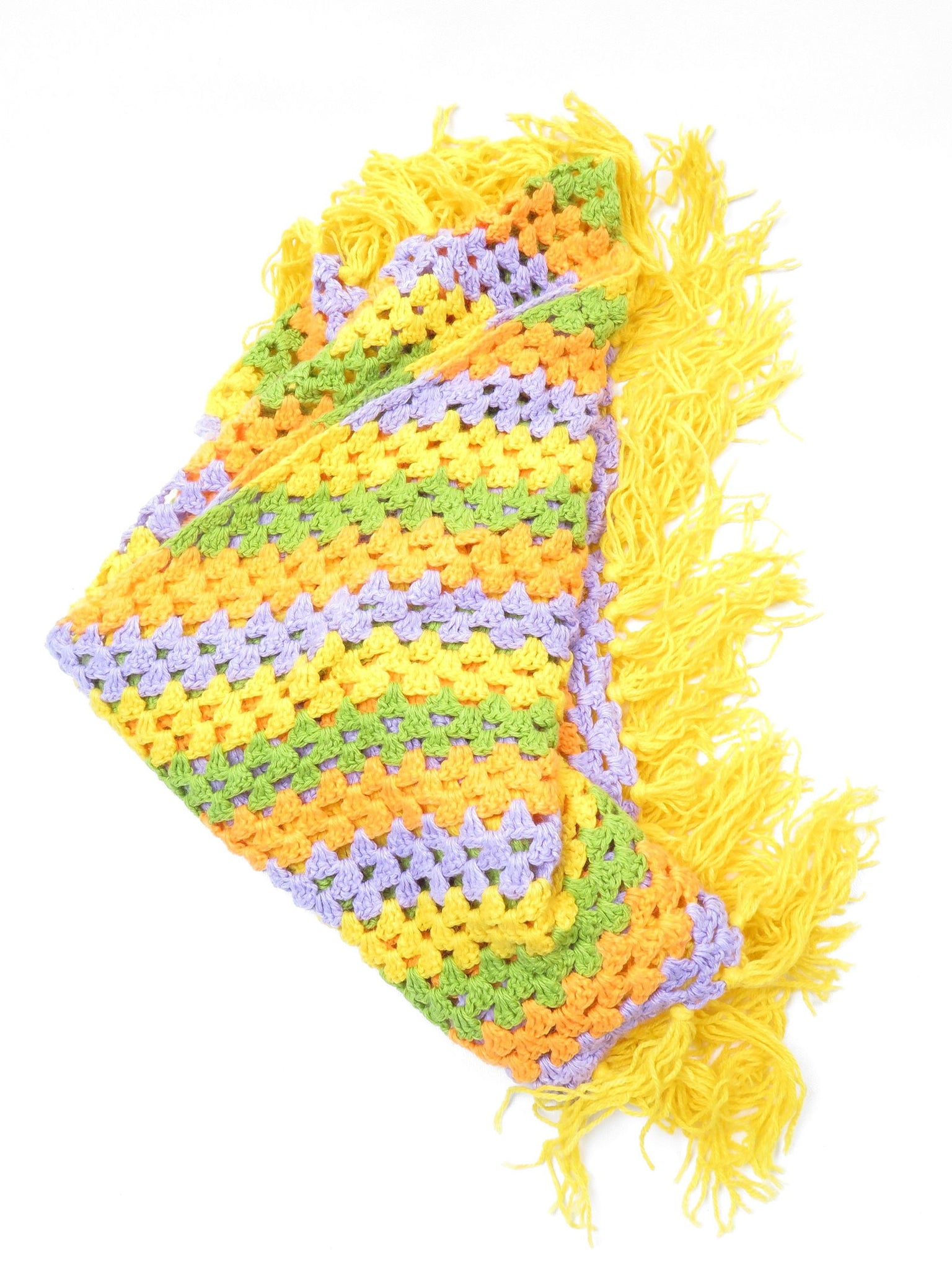 Yellow/Purple/orange Hand Crochet Scarf/Shawl - The Harlequin