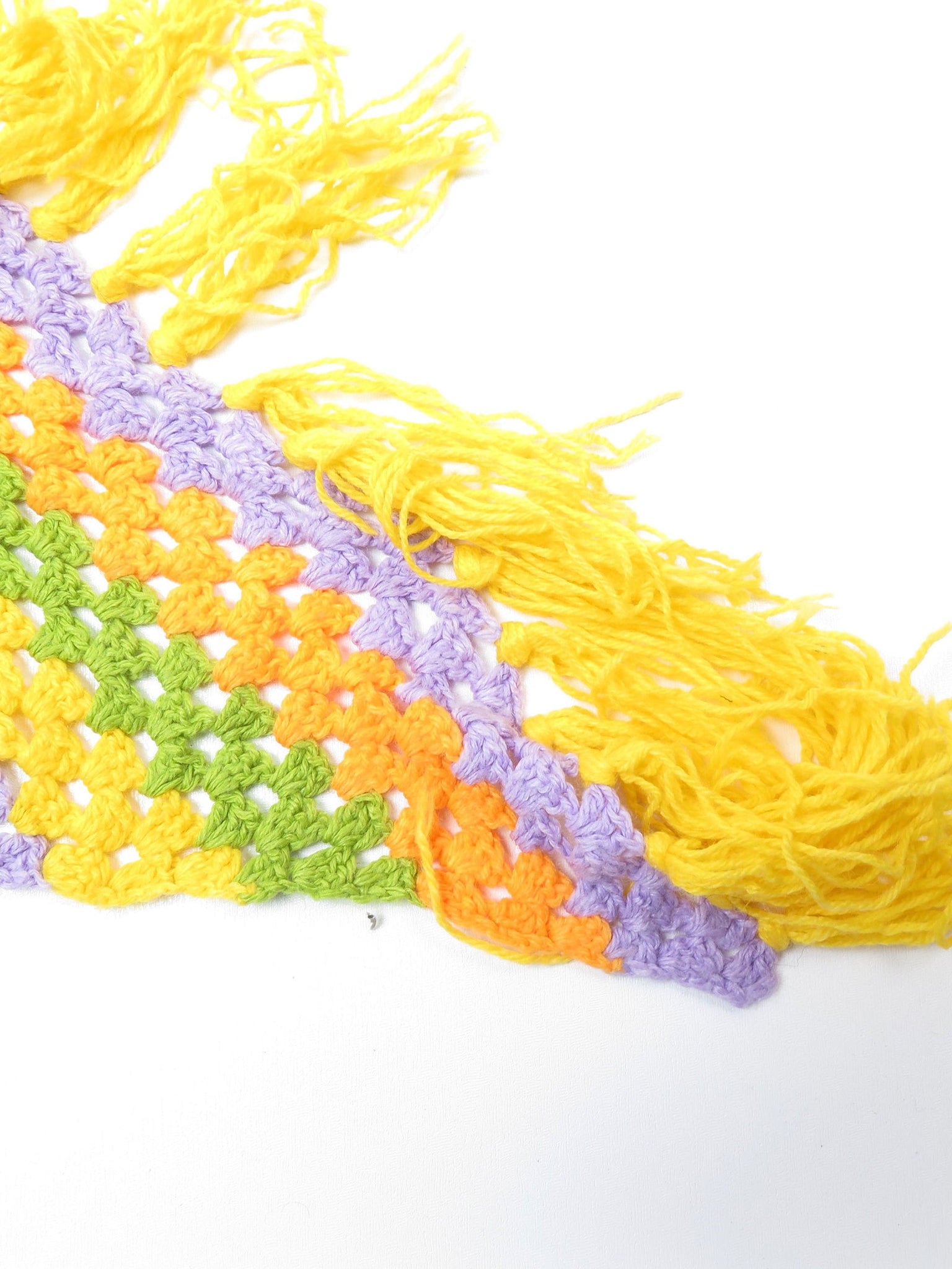 Yellow/Purple/orange Hand Crochet Scarf/Shawl - The Harlequin