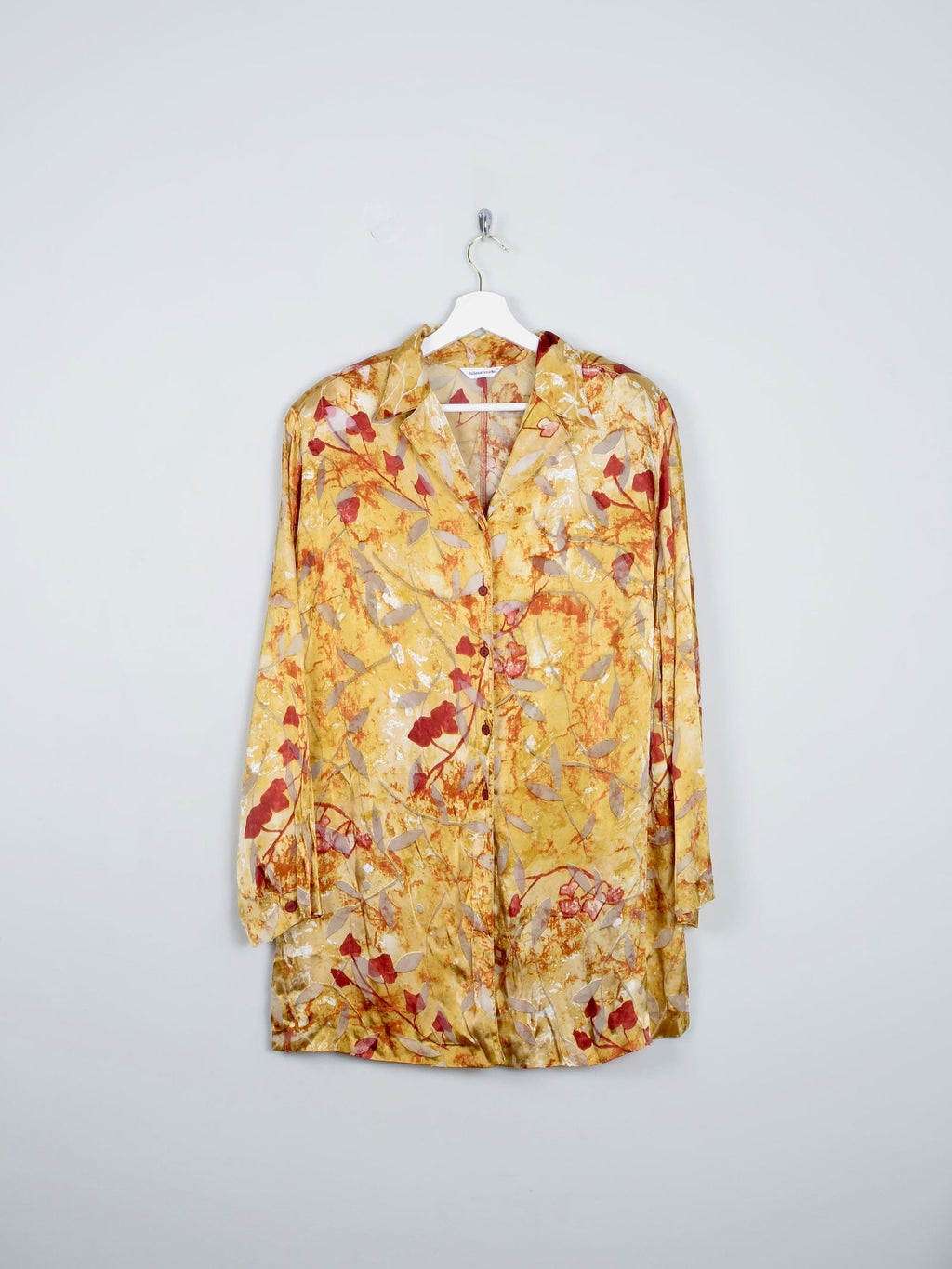 Yellow & Mustard Devore Printed Long Sleeved Vintage Blouse L/XL - The Harlequin