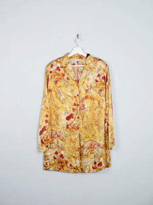 Yellow & Mustard Devore Printed Long Sleeved Vintage Blouse L/XL - The Harlequin