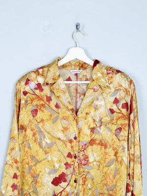 Yellow & Mustard Devore Printed Long Sleeved Vintage Blouse L/XL - The Harlequin