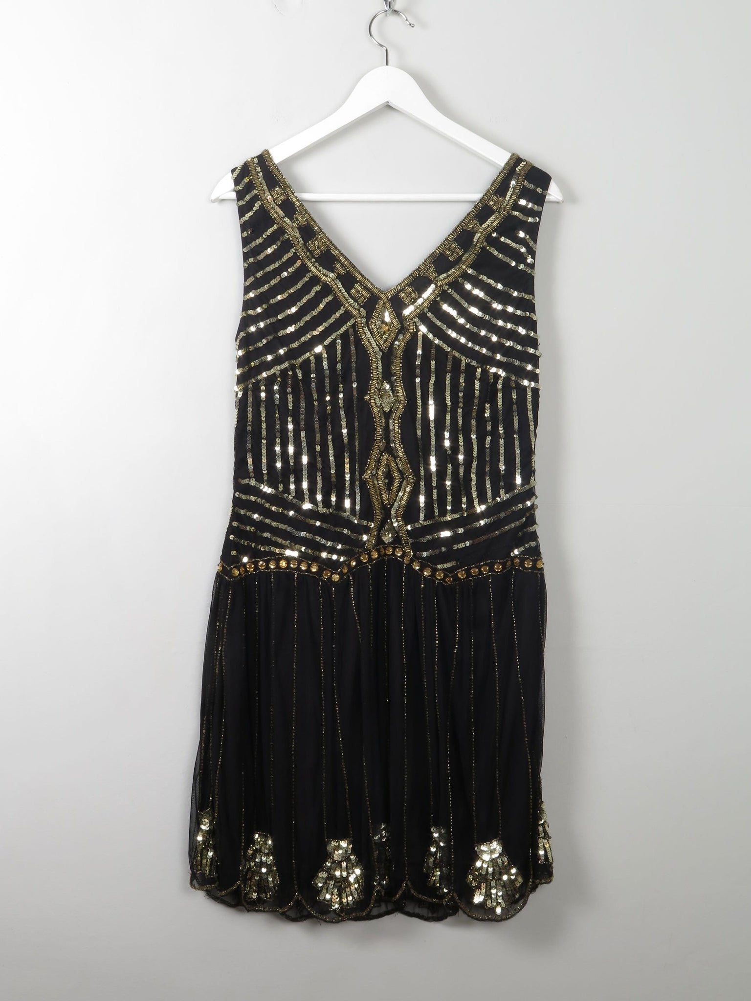 Black & Gold Vintage Style Flapper Dress 12 - The Harlequin
