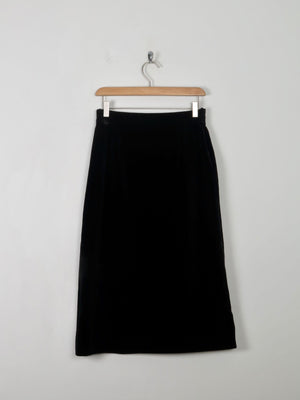 Black Velvet Vintage Pencil Skirt 27" S - The Harlequin
