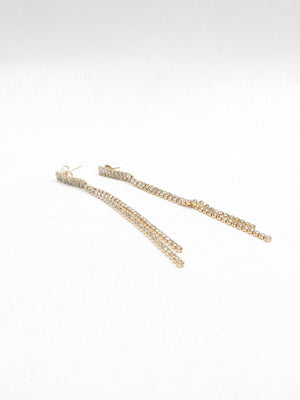 Diamanté & Gold Long Earrings New - The Harlequin