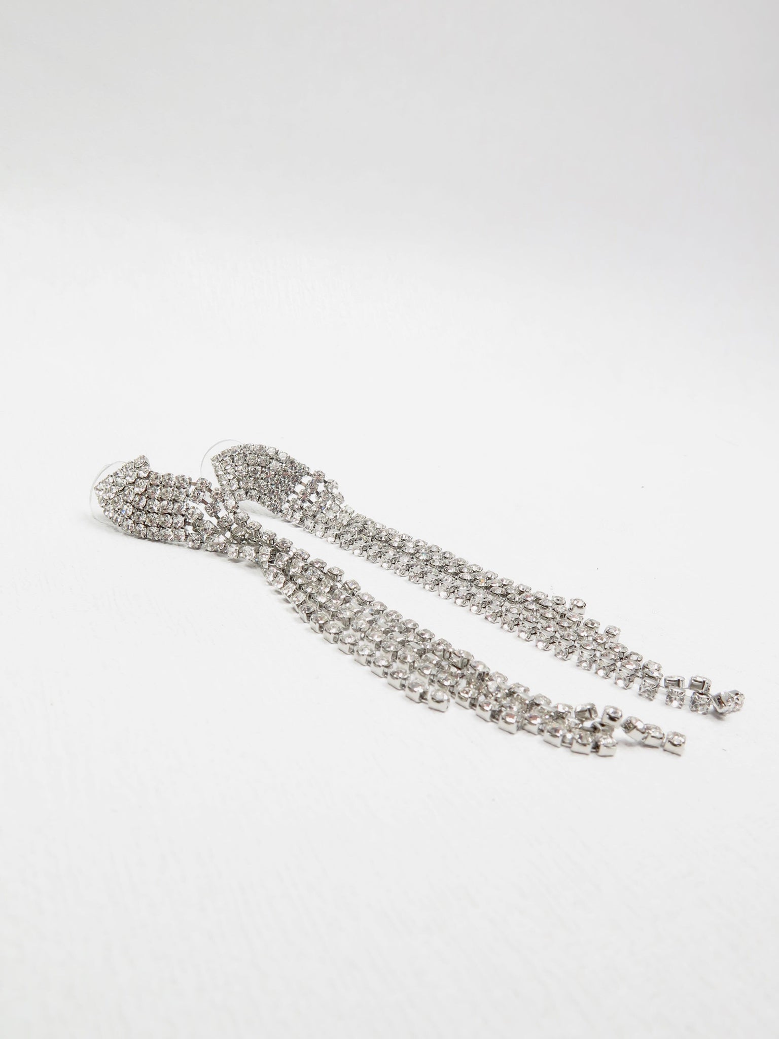 Diamanté & Silver Metal Long Earrings - The Harlequin