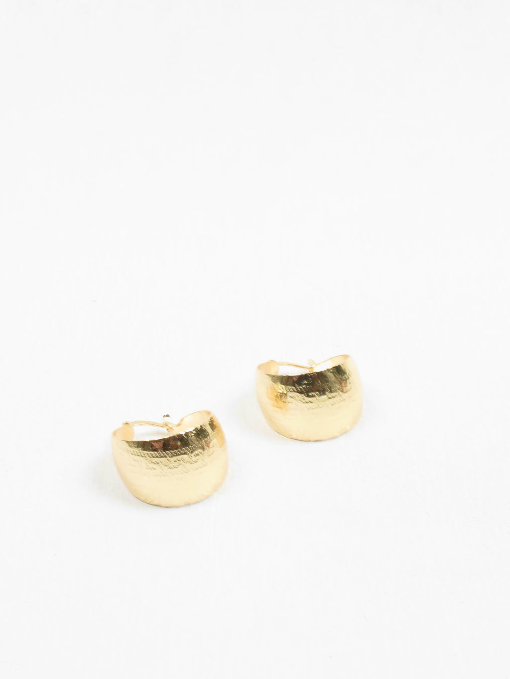 Gold Plated Wide Hoop Earrings With Greek Key Monogram - The Harlequin