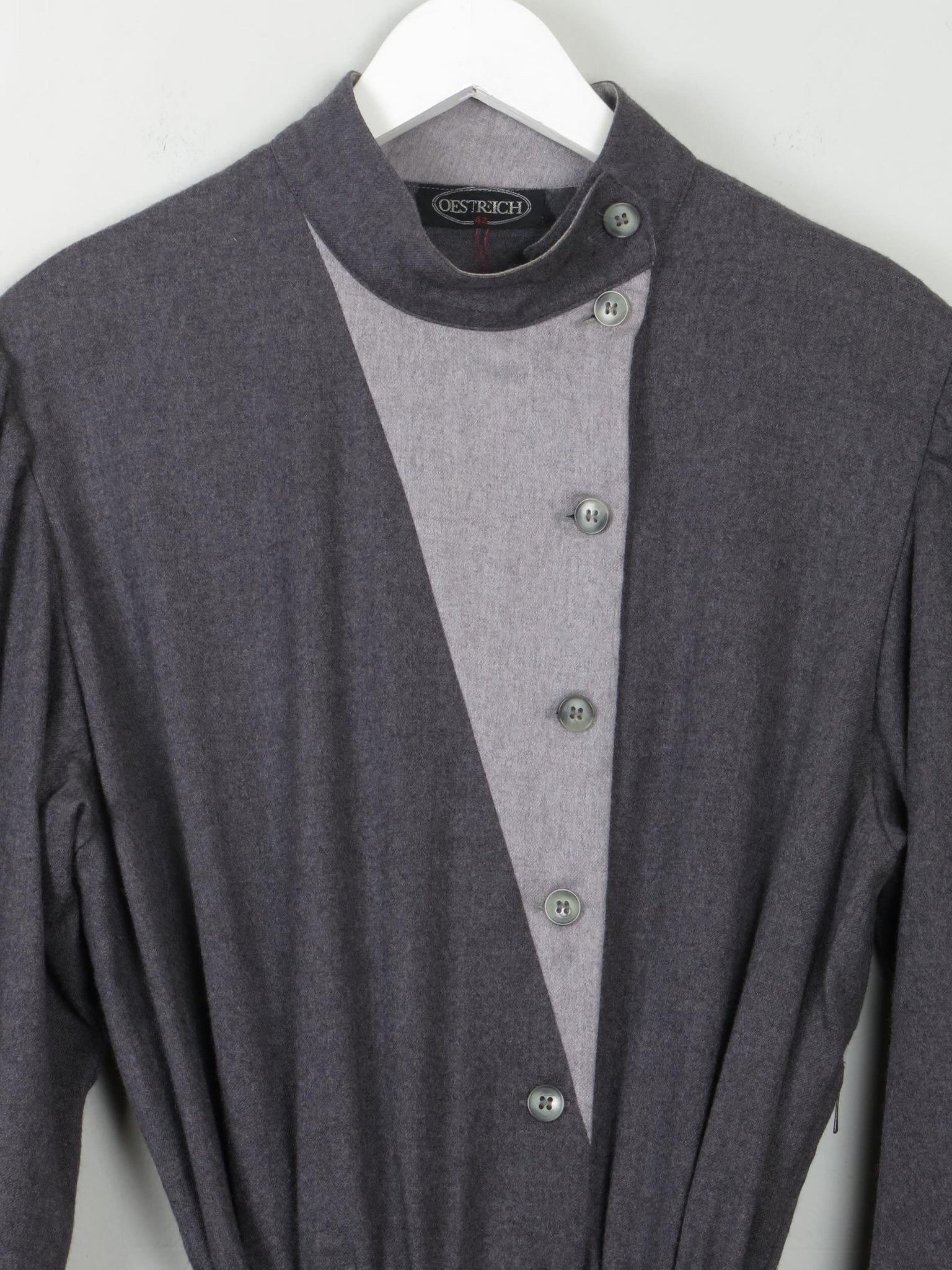 Grey Wool Vintage Panelled Dress M/L - The Harlequin
