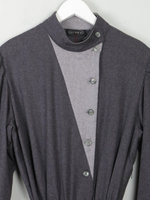 Grey Wool Vintage Panelled Dress M/L - The Harlequin