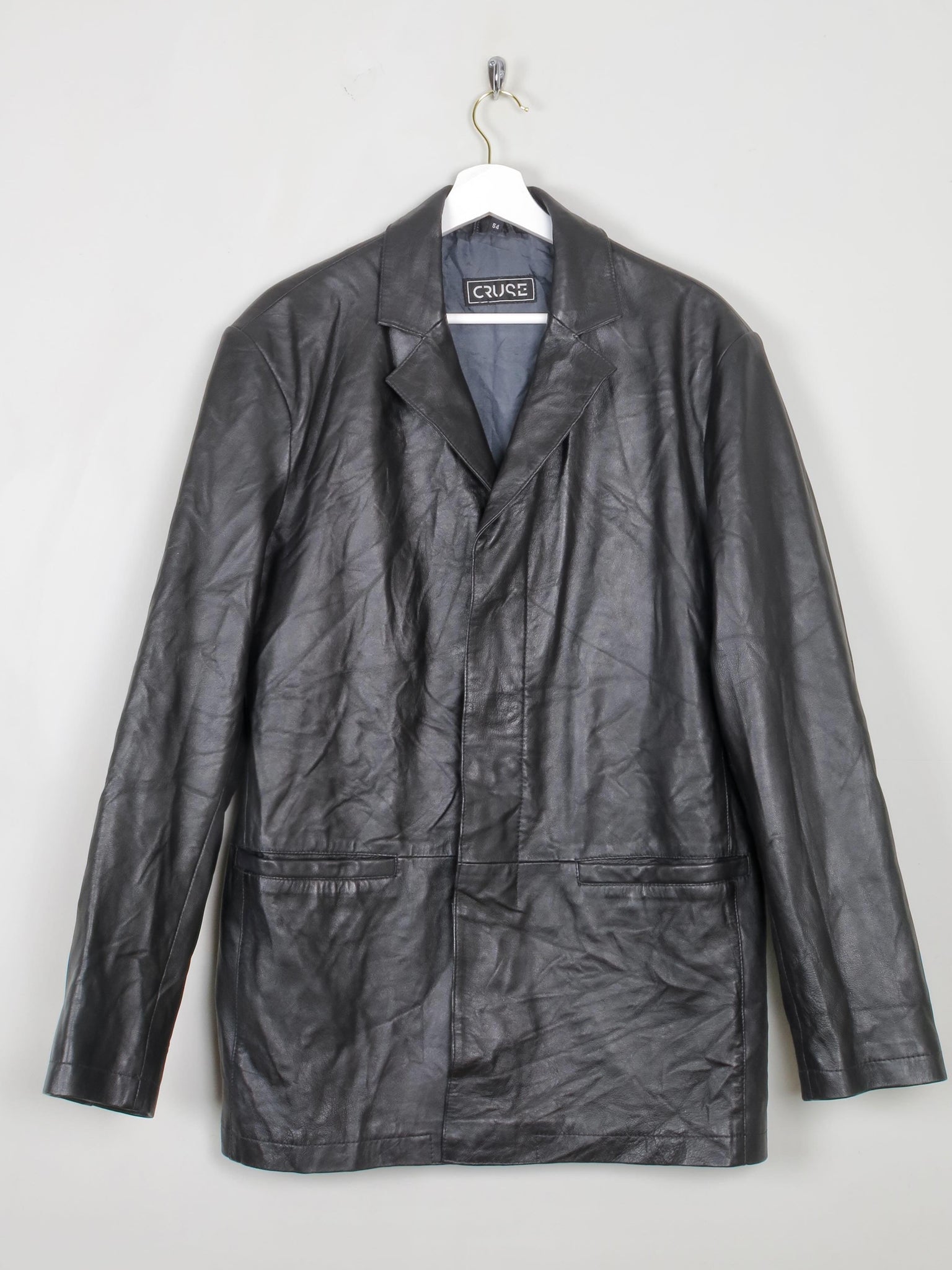 Men's Black Leather Vintage Jacket L - The Harlequin