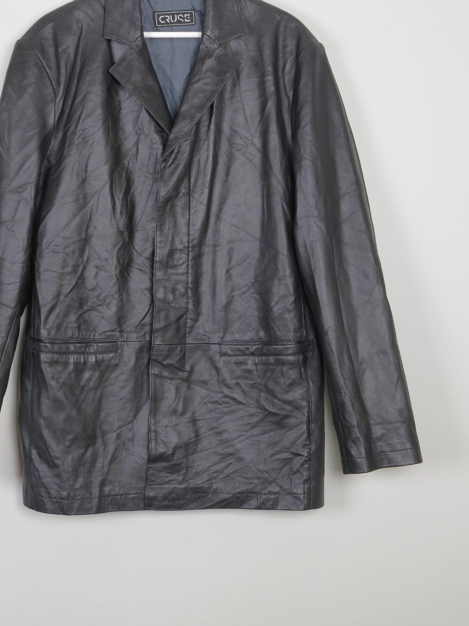 Men's Black Leather Vintage Jacket L - The Harlequin
