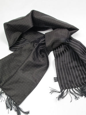 Men's Black Vintage Silk  Scarf - The Harlequin