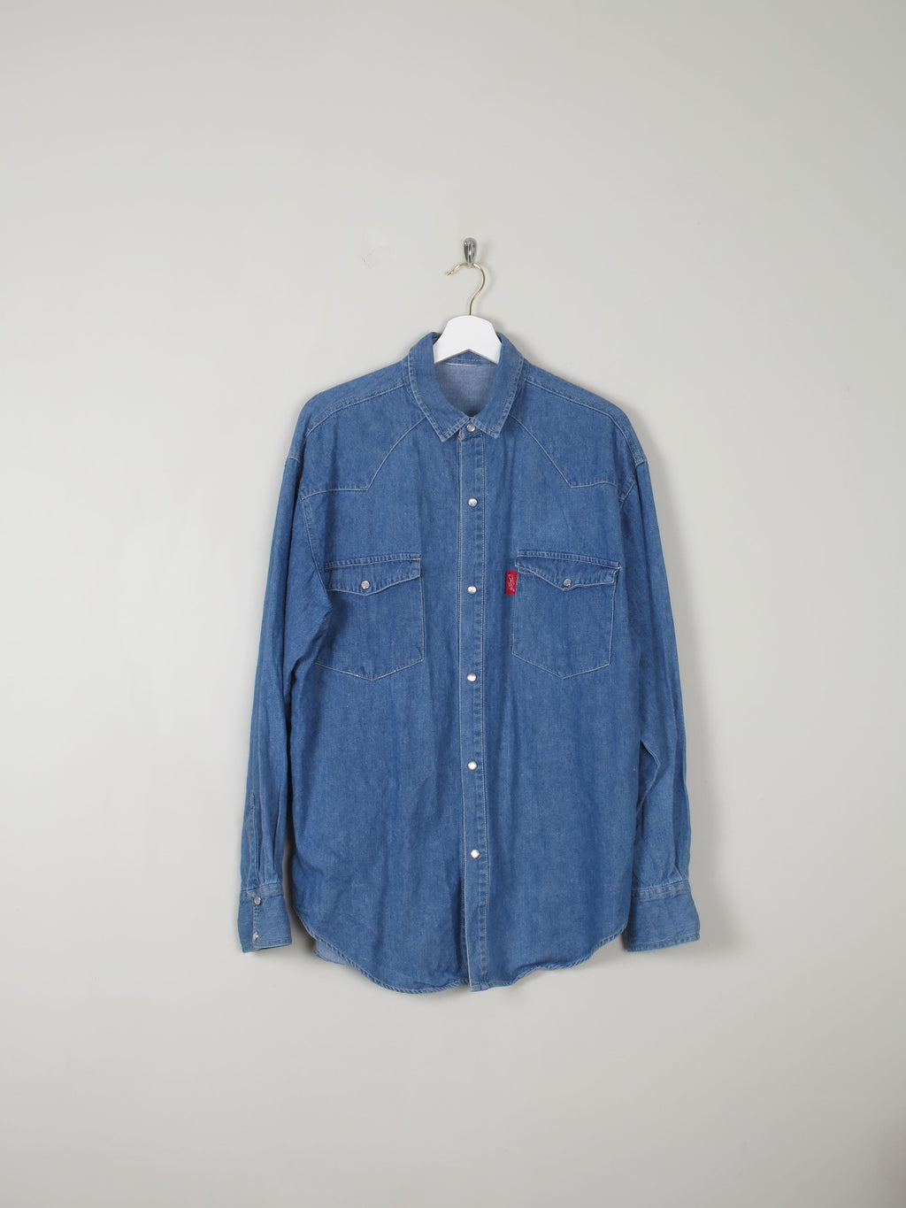 Men's Blue Vintage Denim Shirt L - The Harlequin