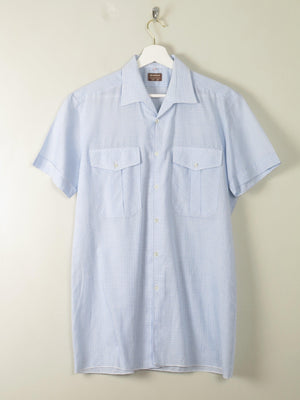 Men's Blue Vintage Shirt M - The Harlequin