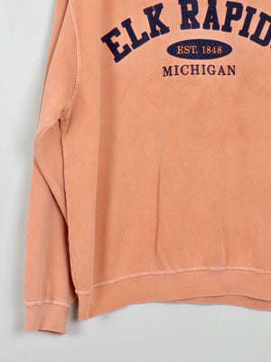 Men's Coral Vintage Sweatshirt Elk Rapids Michigan L - The Harlequin