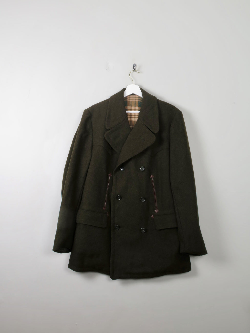 Men's Green Vintage Wool Pea Coat 44" - The Harlequin