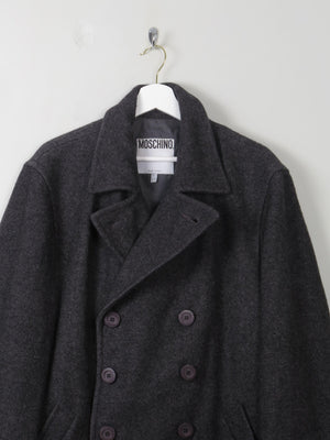 Men's Grey Wool Vintage Moschino Coat M - The Harlequin