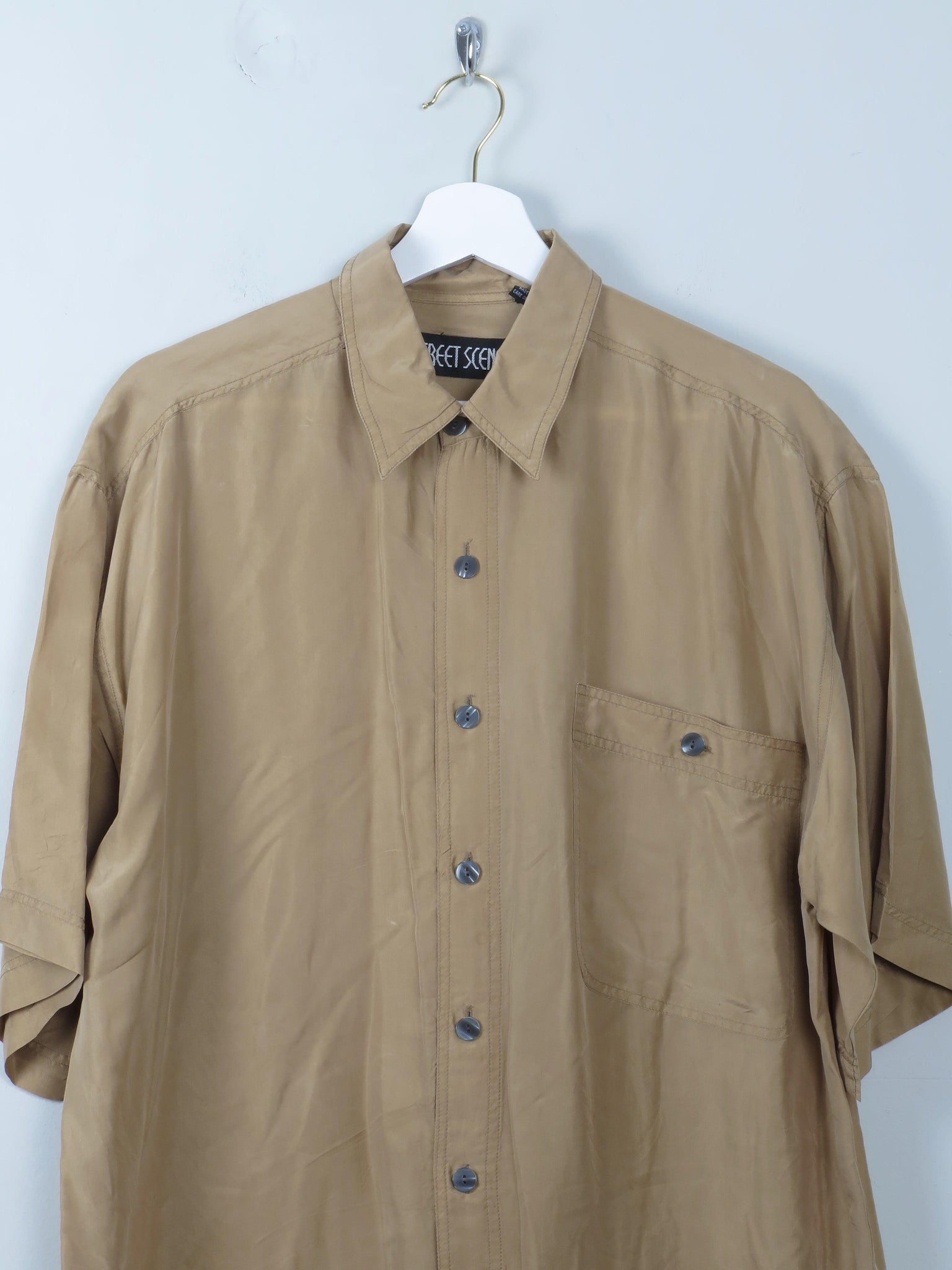 Men's Mustard Vintage Silk Shirt M - The Harlequin