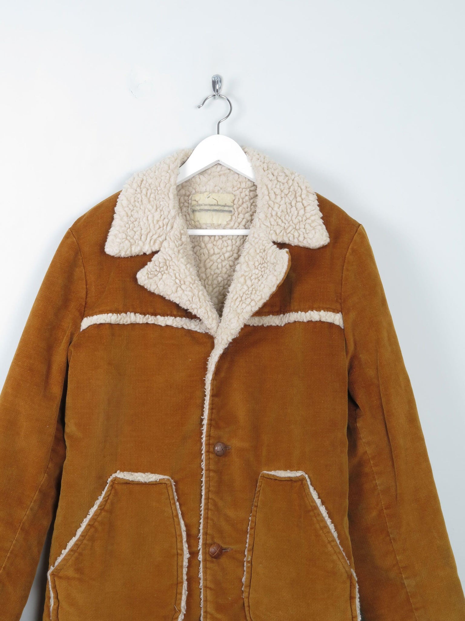 Men's Rust Vintage Cowboy Sherpa Jacket M - The Harlequin