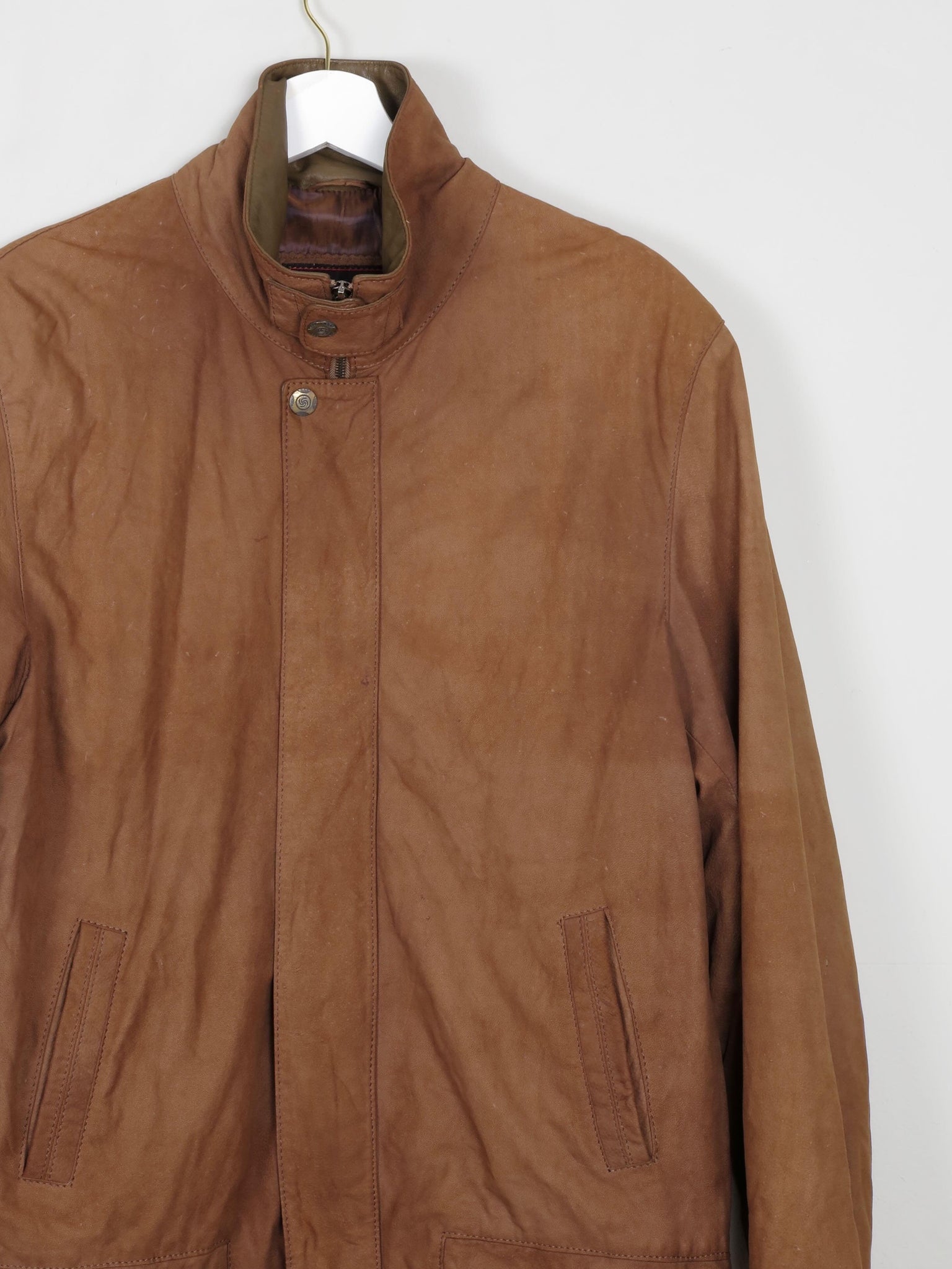 Men's Rust Suede Vintage Jacket With Zip M - The Harlequin