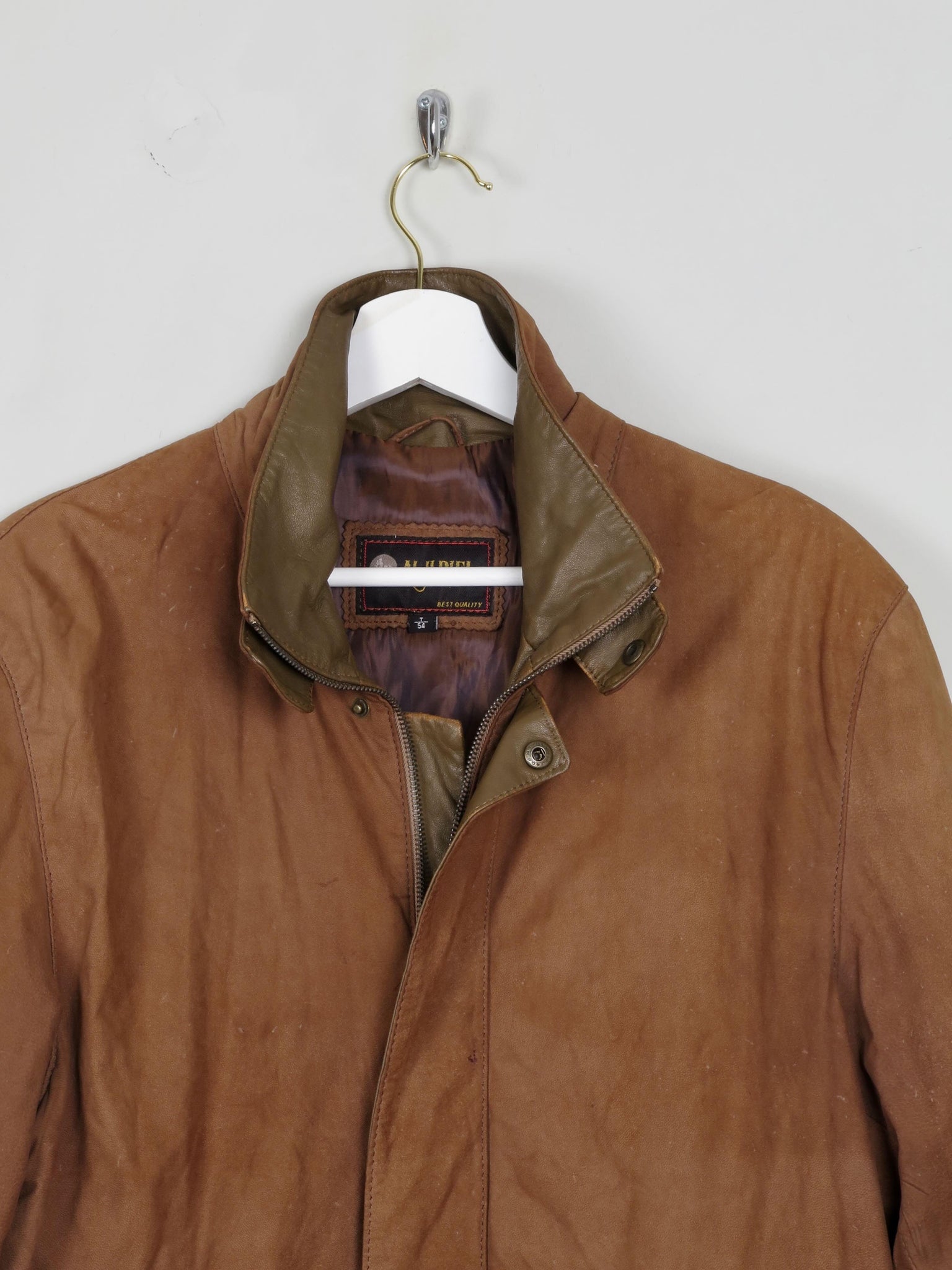 Men's Rust Suede Vintage Jacket With Zip M - The Harlequin