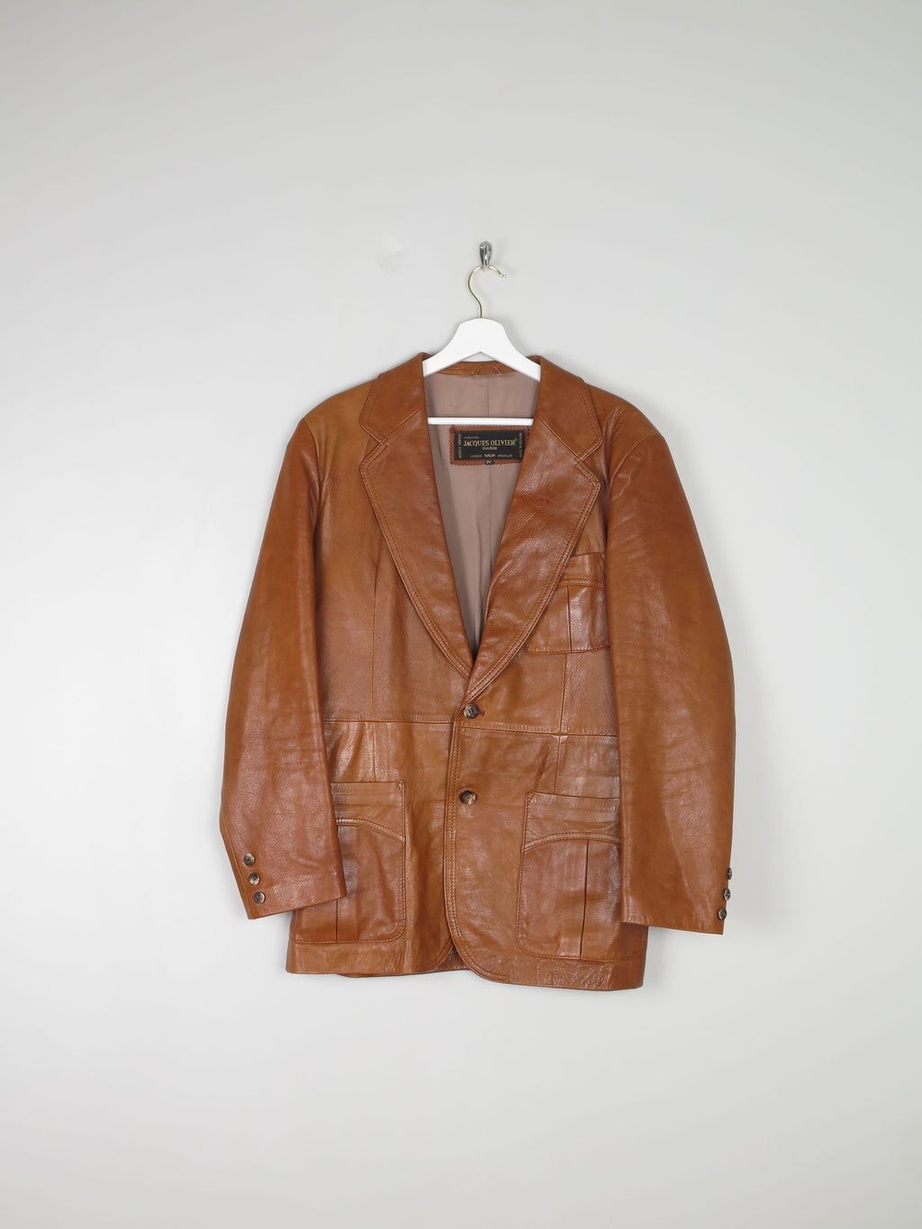 Men's Tan Leather Vintage Leather Jacket 38/40R" Jacques Olivier - The Harlequin