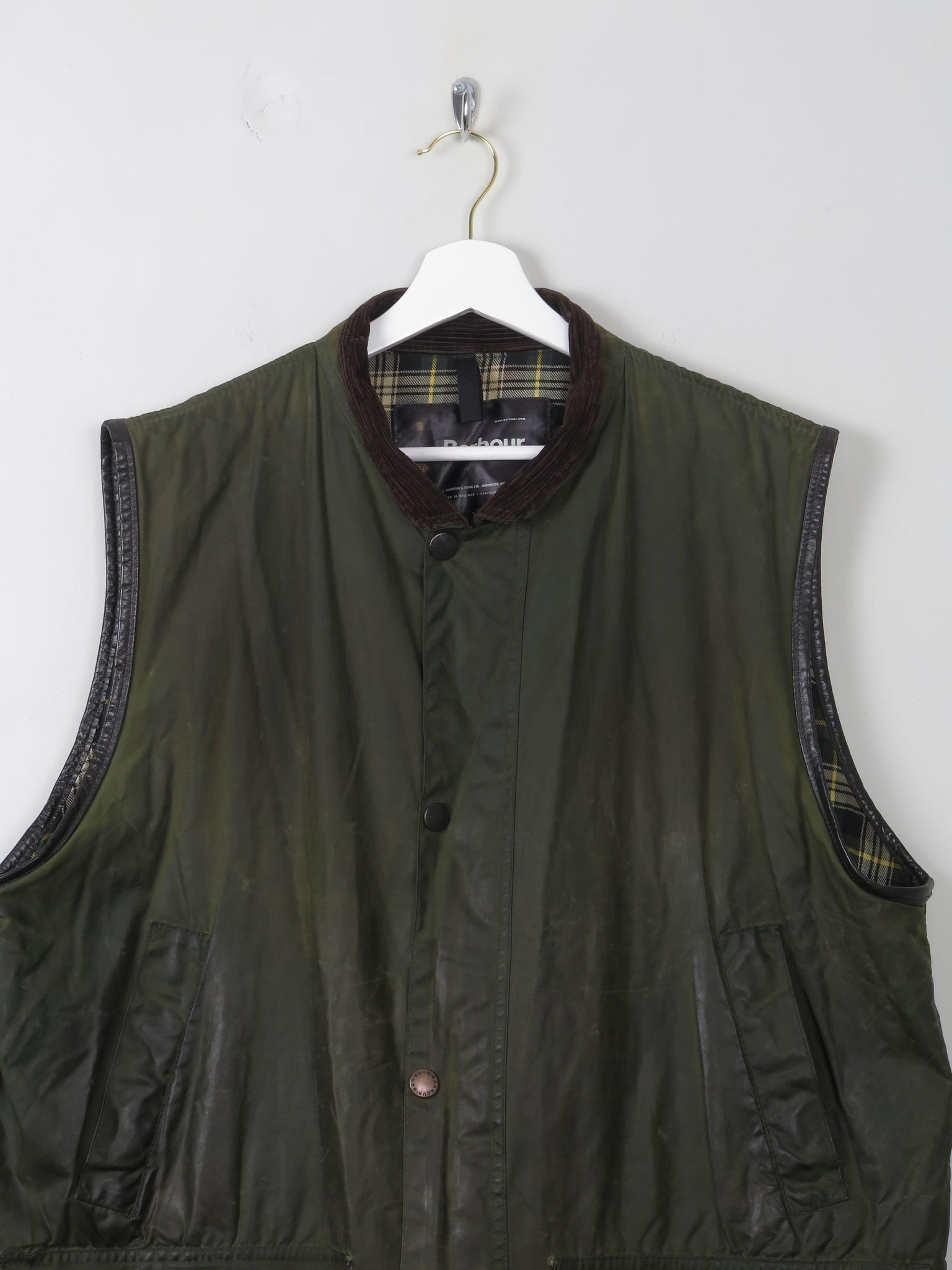 Men' s Vintage Barbour Gilet Waxed Green XL - The Harlequin