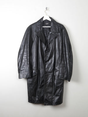 Men's Vintage black Leather Coat  M - The Harlequin