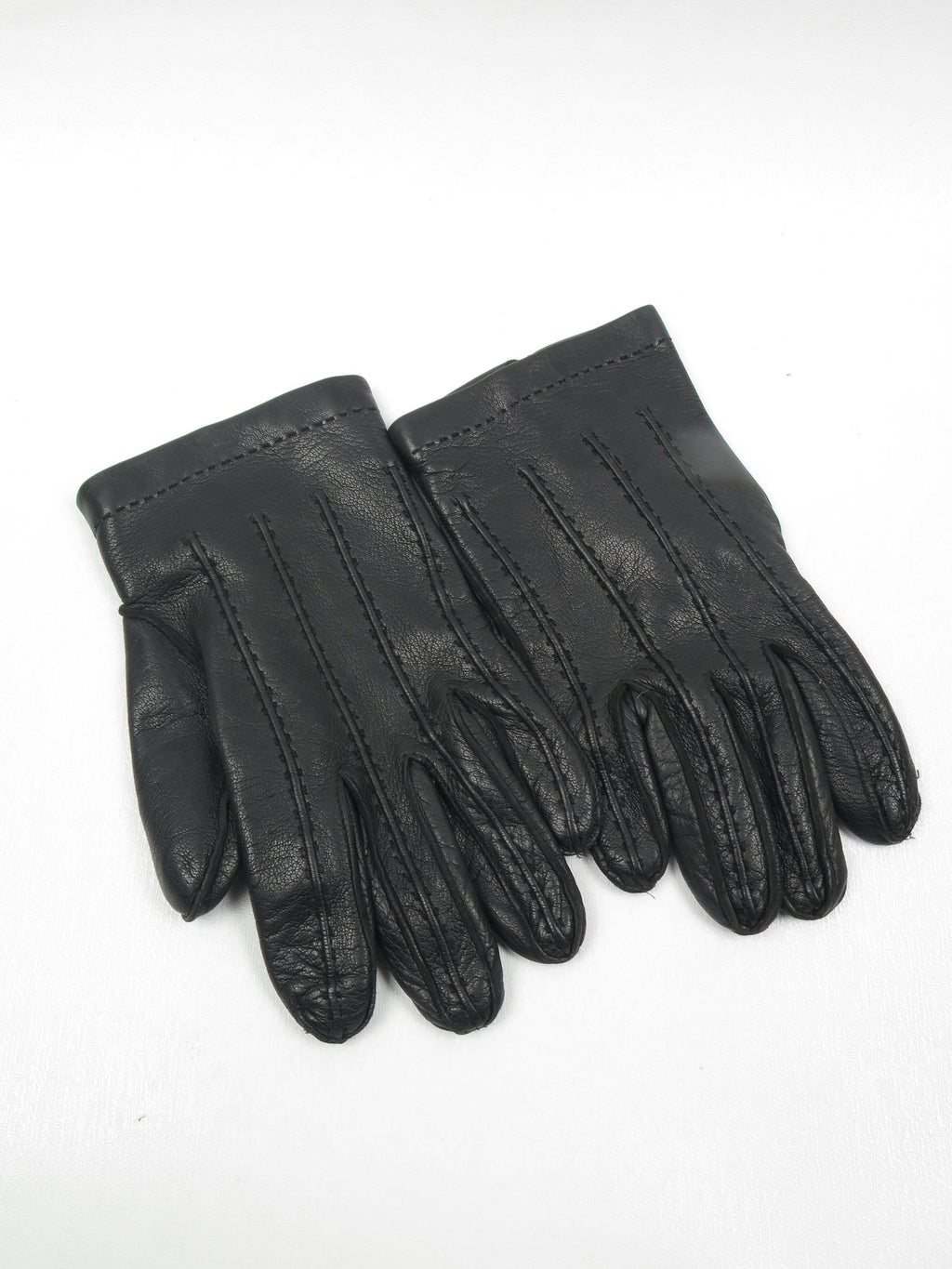 Men's Vintage Black Leather Gloves Size 8 - The Harlequin