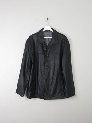 Men's Vintage Black Leather Jacket M Relaxed Fit - The Harlequin