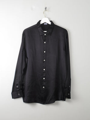 Men's Vintage Black Silk Shirt M - The Harlequin