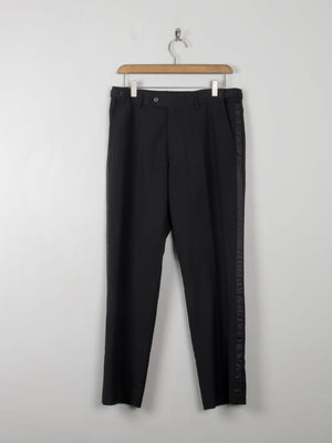 Men's Vintage Black Tuxedo Trousers  32 W/30 L - The Harlequin