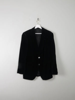 Men's Vintage Black Velvet Jacket 1970s 40" - The Harlequin