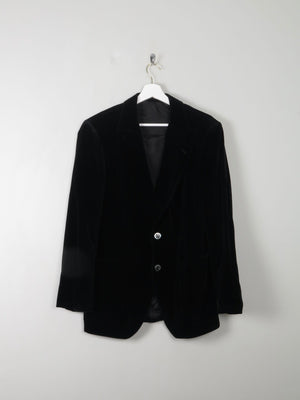 Men's Vintage Black Velvet Jacket 1970s 40" - The Harlequin